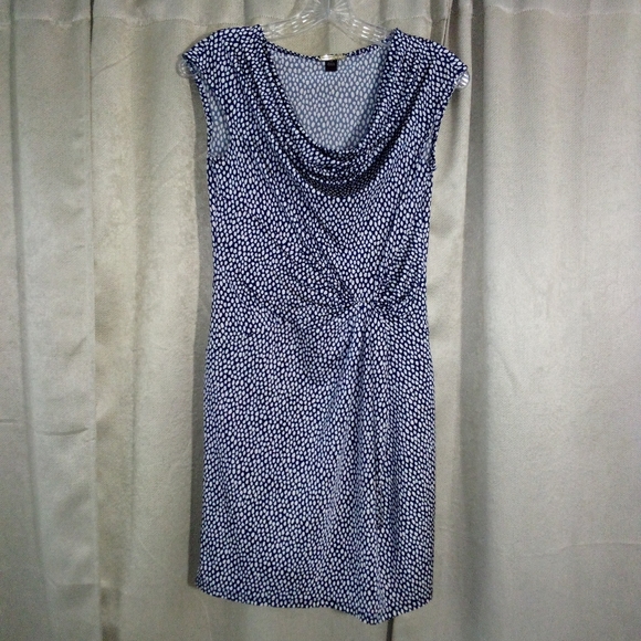 Dana Buchman Drape Neck Dress Navy Blue and White Size XS - Picture 2 of 8